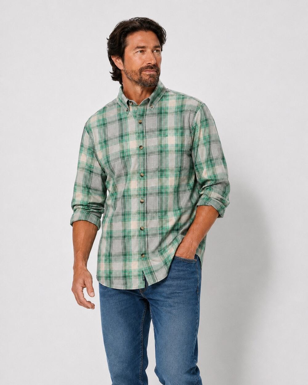 Alaskan Hardgear Duluth Trading Midnight Sun Plaid Shirt Men's 2XL Tall Green